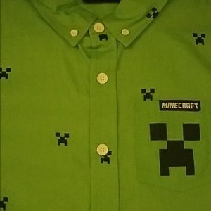 Boys Minecraft Creeper Button Down Shirt
